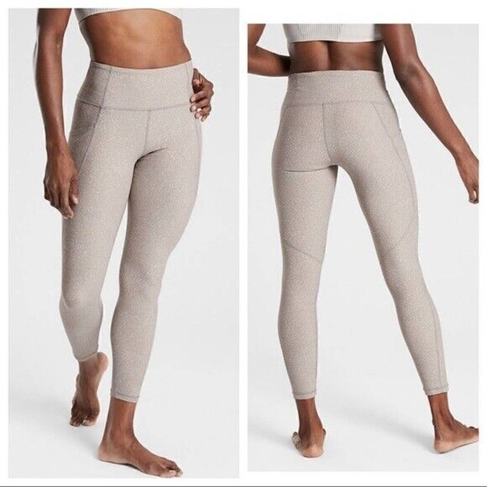 Athleta Beige High Waist Salutation Stash Pocket Rainwater Quail Tight Size Xs